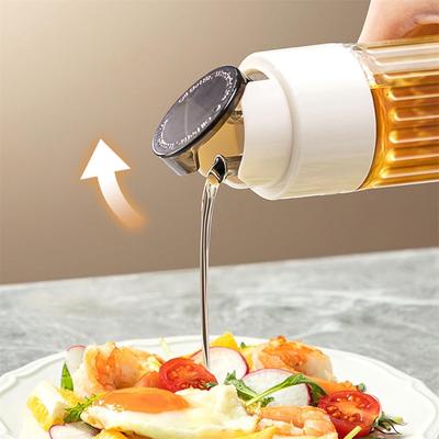 Dispensador de Aceite Automático 500ML Botella de Almacenamiento de Vidrio Transparente para Aceite - Herramienta de Almacenamiento de Aceite a Prueba de Fugas para Vinagre Salsa de Soja