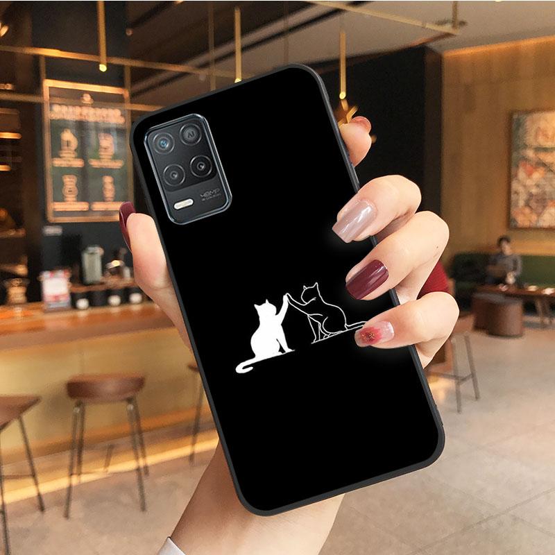 Black Cat Case for OPPO Realme GT 2 Pro X2 Pro XT C25S 8 7 6 Pro 6i Realme GT Master C3 C21 C21Y C11 X3 SuperZoom