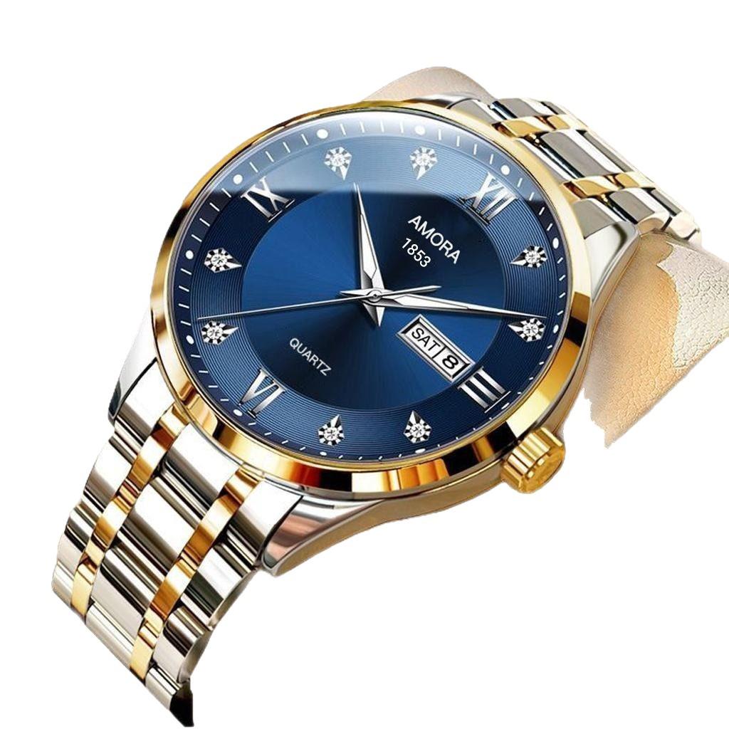 

Classic Men s Quartz Business Watch - Large Dial, Steel Band, Fully Automatic, Non-Mechanical, Waterproof, Gold Gold Band, Gold Dial