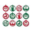 Red Green Santa Claus Reindeer Merry Christmas Decor Hanging Bells Snowflake Xmas Tree Wooden Cutout Christmas Tree Decoration