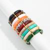 Vintage Stackable Acrylic Bracelets for Women Bohemian Round Retro Tube Beaded Bracelet Bangles Leopard Resin Elastic Bangle  Jewelry Gift