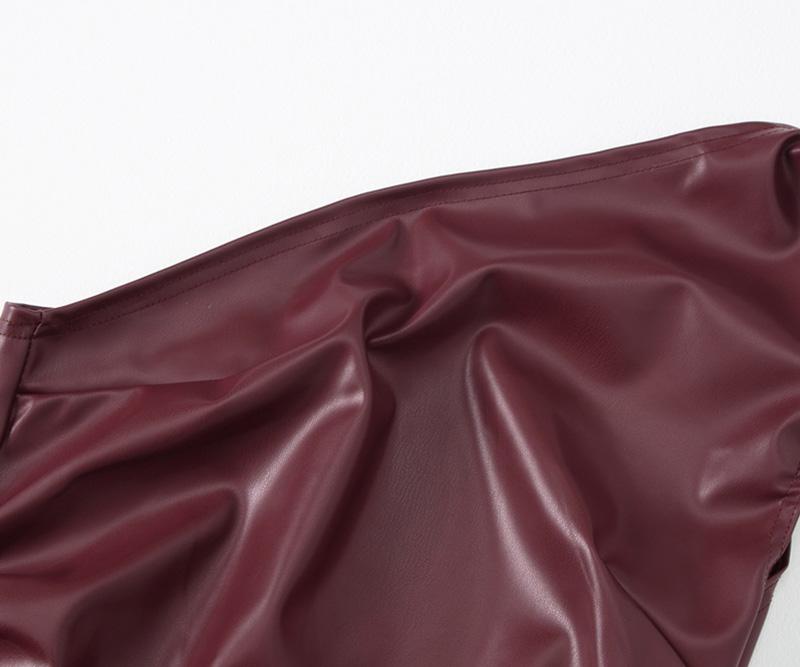 Vestă sexy cu talie înaltă pentru femei, vestă din piele cu mâneci și tiv neregulat, îmbrăcăminte pentru femei