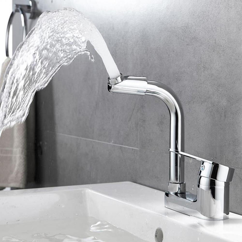 Bathroom Washbasin Faucet Double Hole 360° Rotating Sink Cold and Hot Water Tap