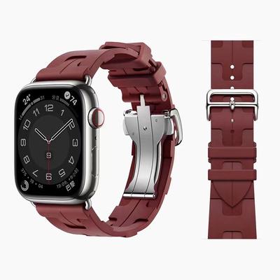 Cinturino in Silicone per Apple Watch Serie Ultra/2/9/8/7/6/5/4/3/2/se Cinturino con Chiusura Pieghevole in Acciaio Inossidabile per IWatch 41mm 45mm 49mm 40 44mm Braccialetto