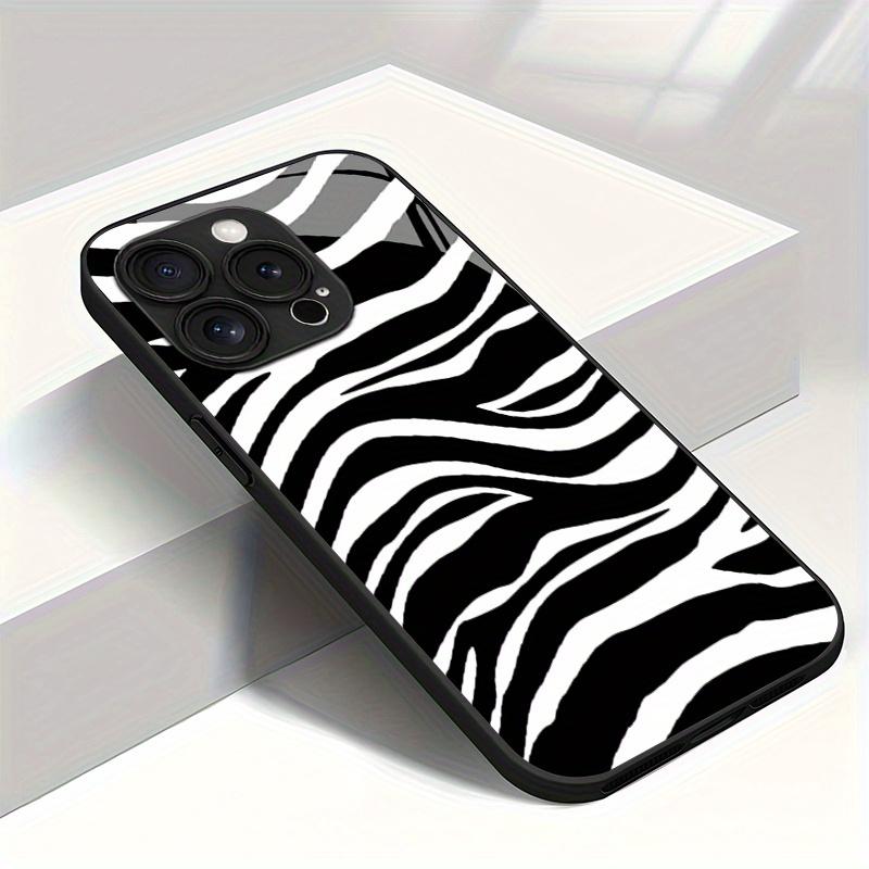 Zebra texture pattern tempered glass phone case suitable for iPhone 17 16 15 14 13 12 11 Pro/Max/Plus anti drop and shockproof