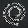 BES 12mm Wide Cuban Link Chain Bracelet Necklace Hip Hop Personality Trend Hip Hop Brass Zircon Miami Cuban Chain Jewelry