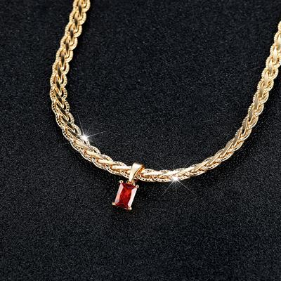 Luxury Gold Color Twist Chain Rectangle Pendant Necklace For Woman Wedding Party Jewelry Gifts