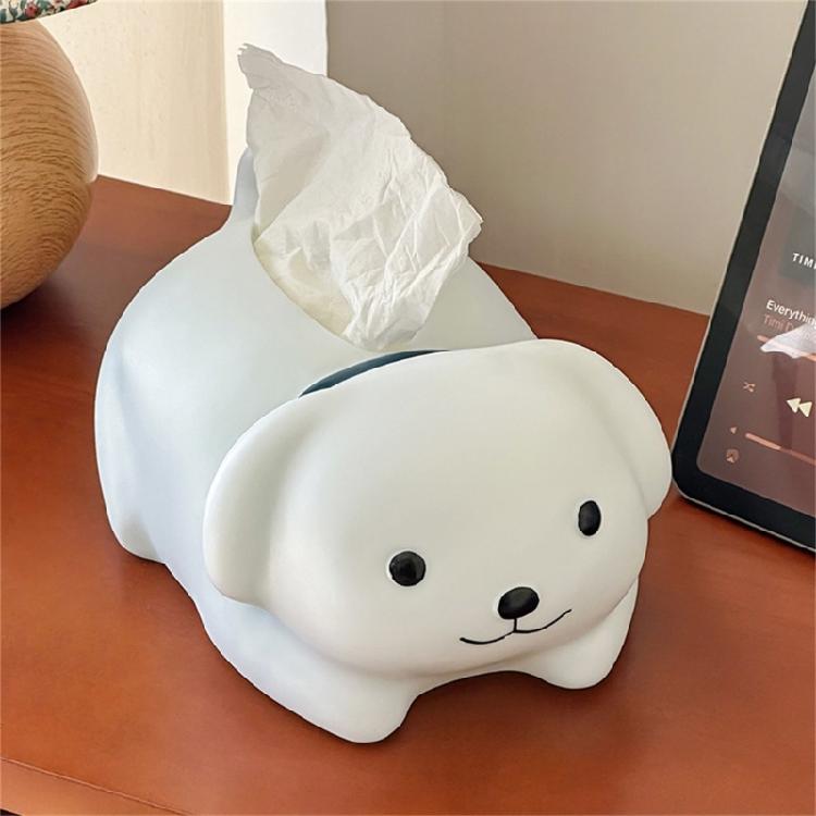 Elegant White Dog Tissue Dispenser Enamel Coating Kitchen Countertop Organizer Home Decoration Gift