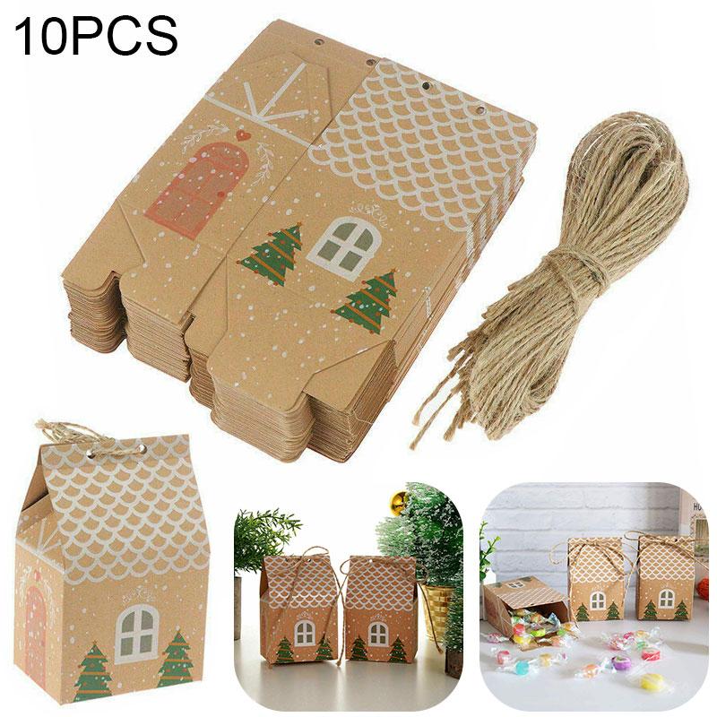 

10x Рождественский подарочный пакет, крафт-бумажные пакеты, коробка для упаковки сладких конфет, печенья, Рождество