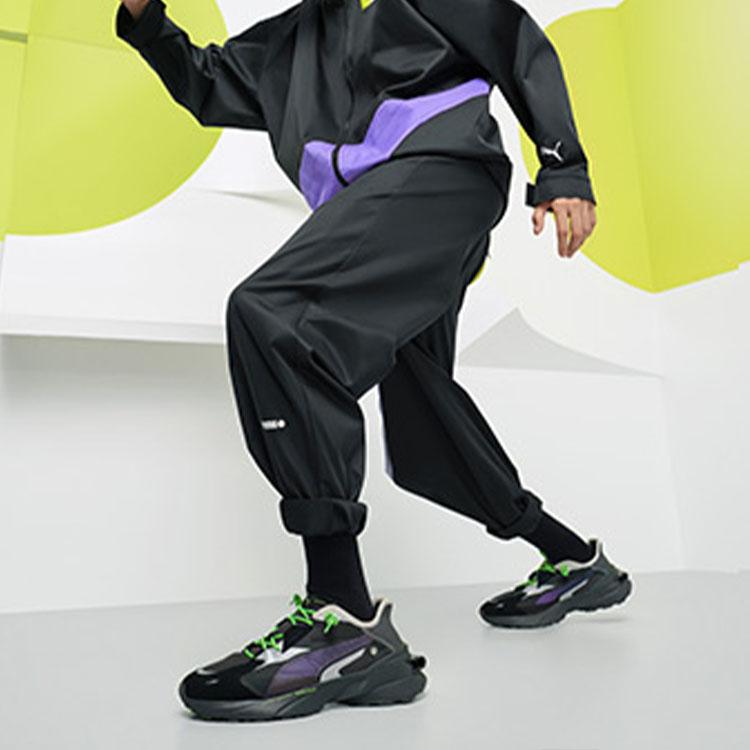 Roaringwild X Puma Co-Branded Oversized Woven Casual Pants With Logo Print And Contrast Men Bottoms Black 532592-01