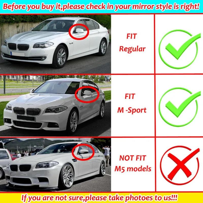 For LHD BMW 5 Series F10 F11 2010-2013 Car Rearview Sticker Side Mirror Cover Wing Cap Exterior Door Case Trim Carbon Black