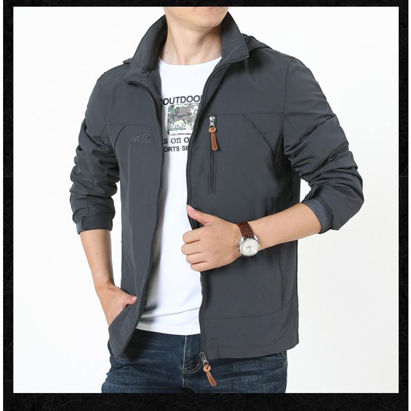 Spring and Autumn New Jacket Men's Casual Outdoor Quick-Drying Breathable Jacket Waterproof Hooded