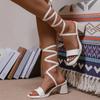 Fashion Shoes for Women 2024 Hot Sale Lace-up Women's Sandals Fashion Peep Toe Office and Career New Square Toe Heeled Sandals Zapatos