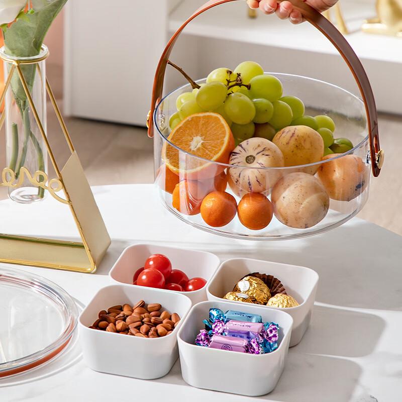 Portable Partitioned Fruit and Snack Tray with Lid