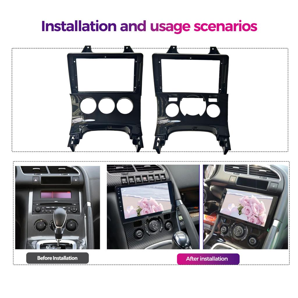 2Din 9inch Car Radio Fascias Installation Dash Frame For Peugeot 3008 5008 2009-2016  Panel DVD Gps Mp5 Android Player Trim
