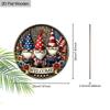 2D Flat 1pc Patriotic Gnome Welcome Wooden Hanging Sign - Red White & Blue USA Themed Rustic Round Door Plaque for Home, Porch - Ideal for 4th of