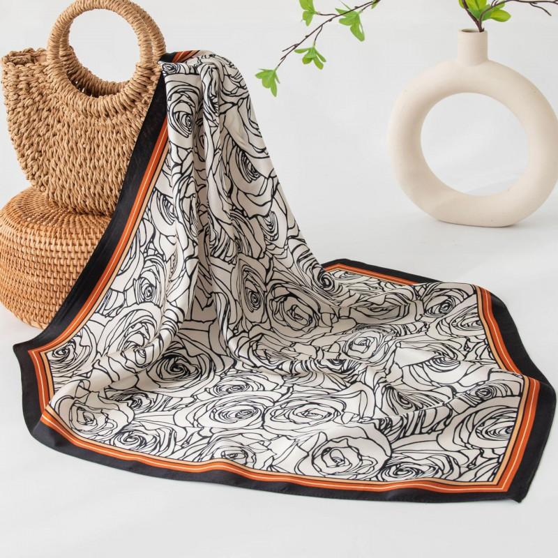 Womens Silk Scarf 65x65cm Floral Print Shawl Fashion Neckwear Office Daily Wear