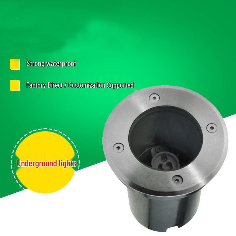 GU10 LED Recessed Square In-ground Light: Waterproof Outdoor Stainless Steel Lawn & Scenic Spot Fixture 110MM Round MR16 Without Light Source