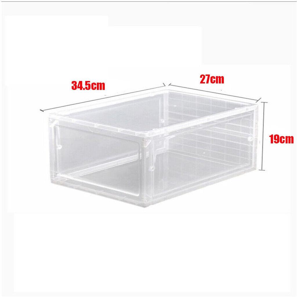 Stackable Shoe Box with Magnetic Door, Clear PP Material, 34.5cm L x 27cm W x 19cm H
