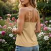 Women’s Casual V Neck Spaghetti Strap Tank Top Button Detail Sleeveless Loose Fit Summer Camisole Blouse Top