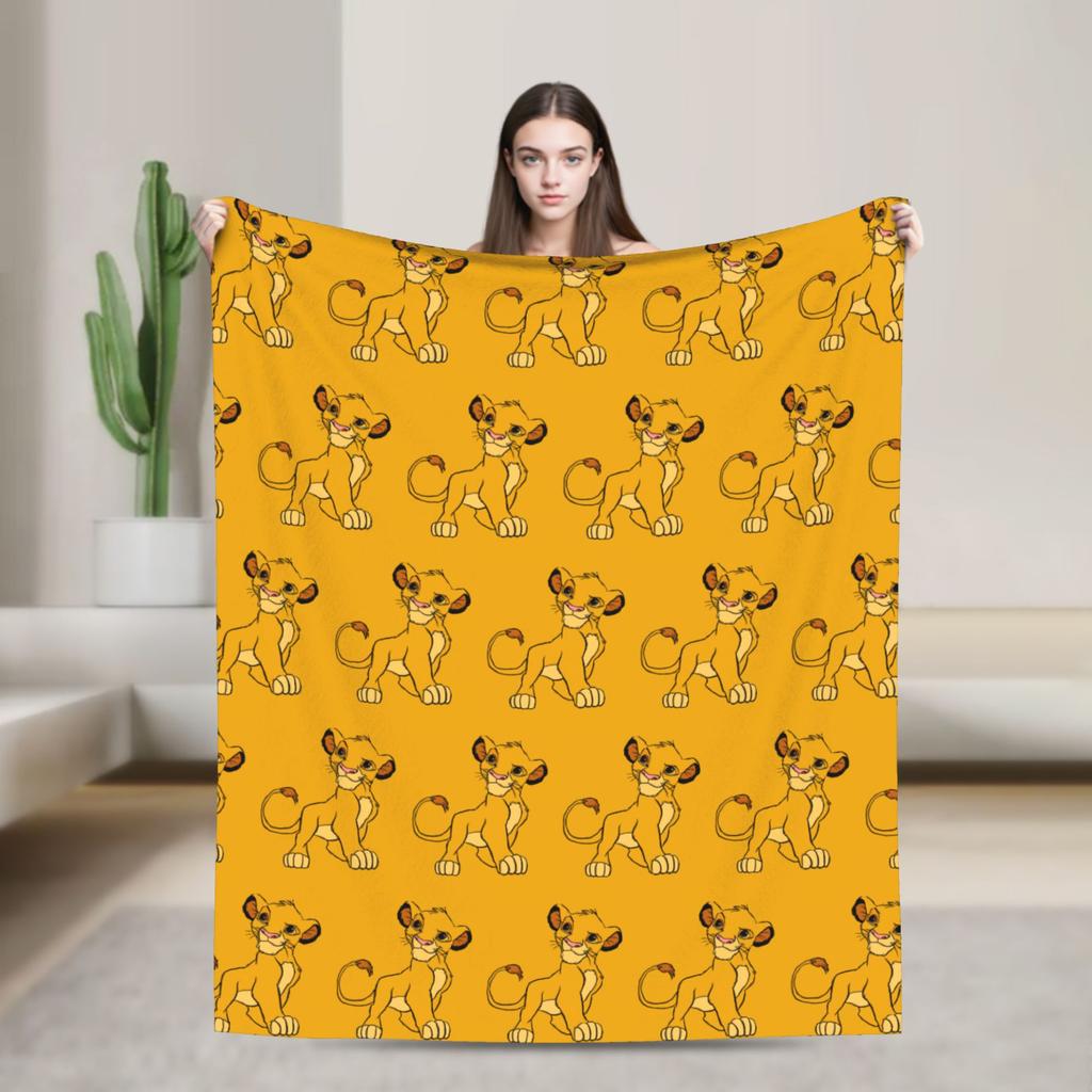 Simba Le Roi Lion Housse de Couverture Anime Couvertures Jetées en Flanelle Literie Canapé Portable Doux Chaud Couvre-lits