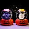 Halloween Crystal Ball Night Light for Kids 3D Pumpkin Crystal Ball LED Night Light with Resin Base Halloween Pumpkin Globes Lamp for Indoor