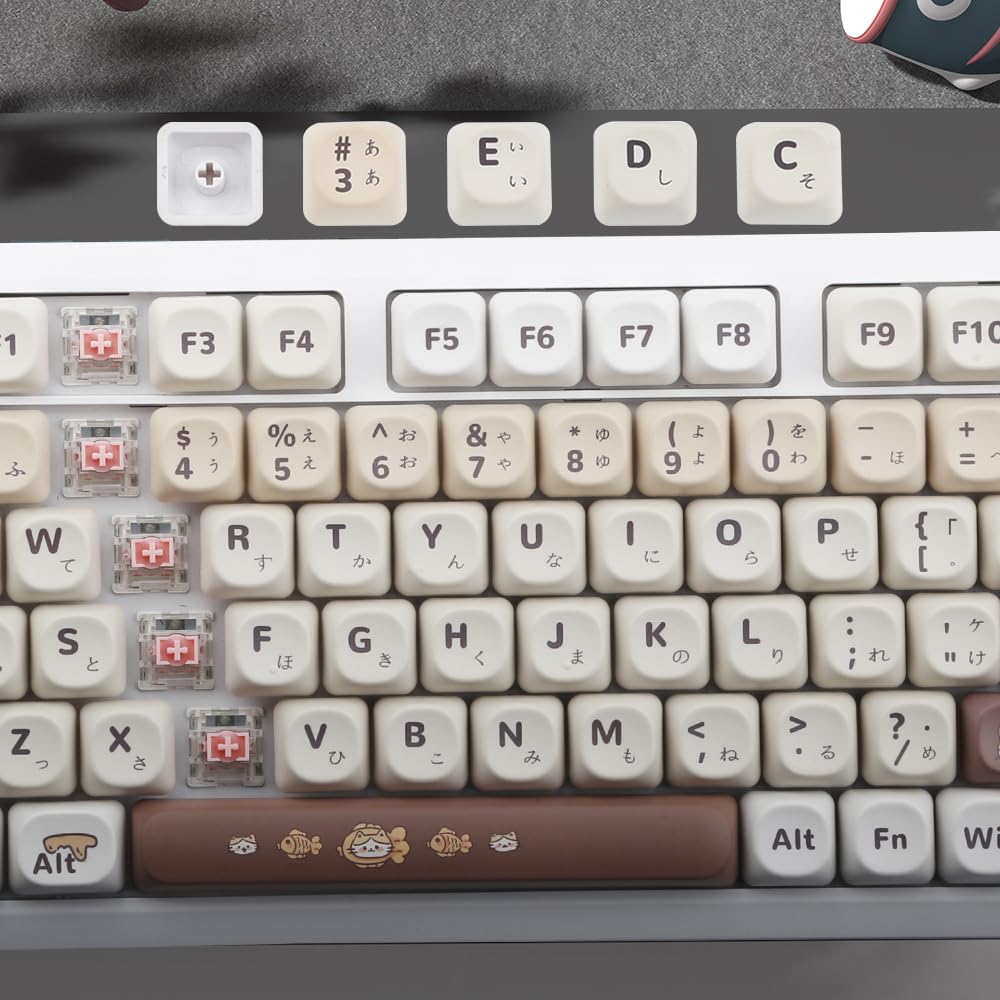 Teclas PBT Tema Gato Sushi Japonês 5 Lados Dye Sublimation para AULA e Teclado Mecânico MX Switch Conjunto de 134 Teclas - Teclado F75/F99/S98/K668/S-K80,