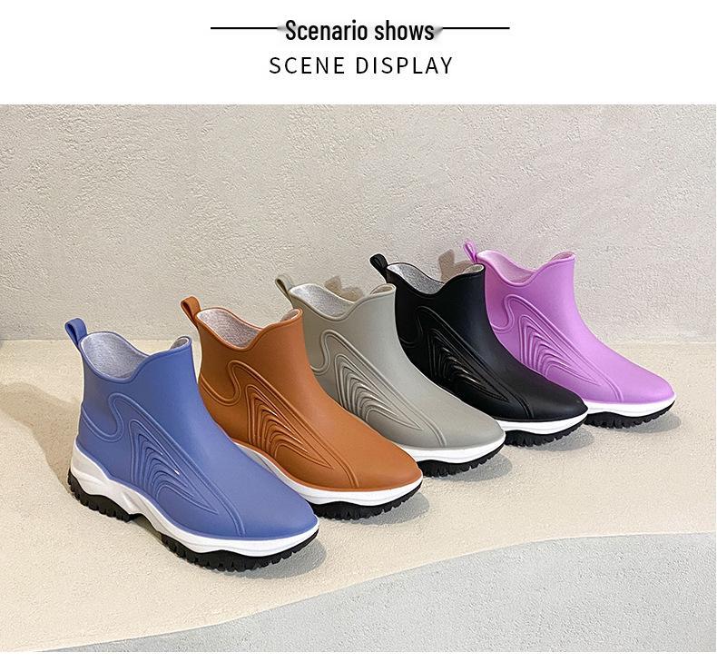 Women's Waterproof Rain Boots: Short-Cuffed Non-Slip Summer Shoes for Outdoor Wear and Kitchen Use.