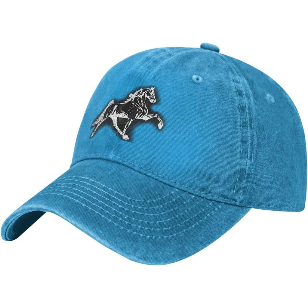 Laufendes Pferd Baseballkappe Gewaschene Baumwolle Verstellbar Niedriges Profil Papa Hut Unisex