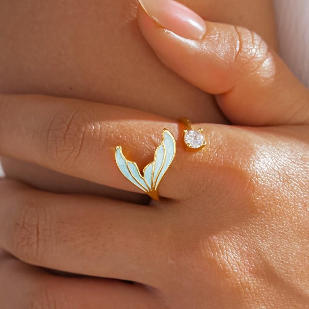 Fishtail Zircon Fishtail Open Ring Y2K Classic Big Plain Ring Geometric Opening Ring  Jewelry Gifts