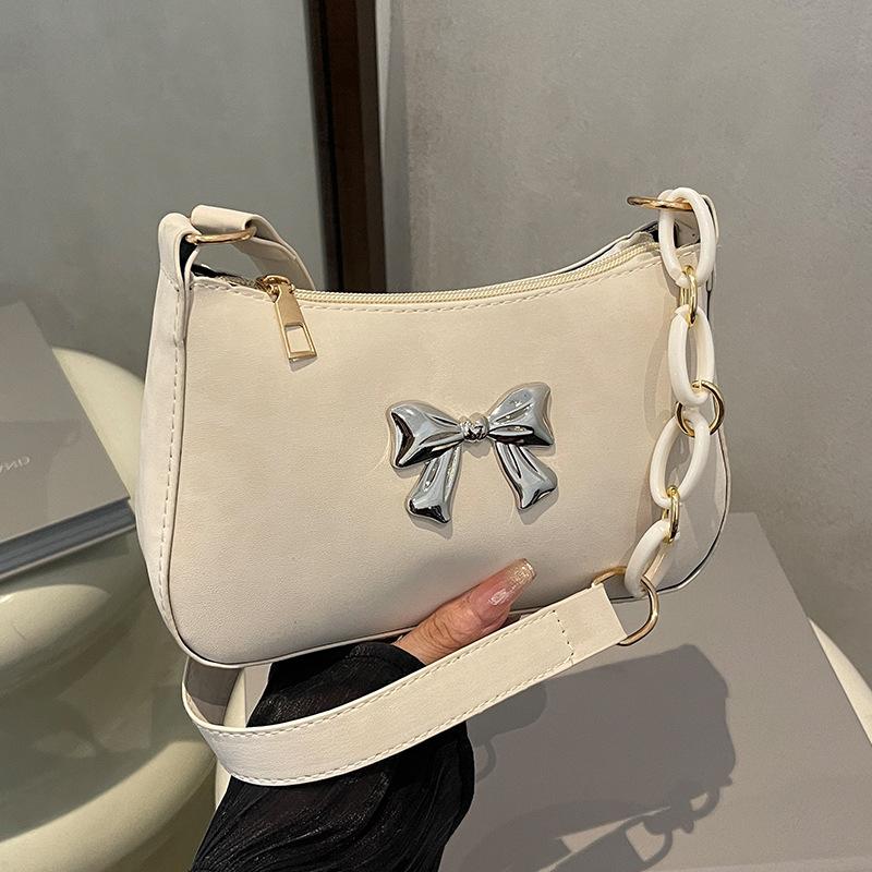 

Simple and fashionable design, foreign style, solid color, retro leopard print, new temperament, fresh butterfly texture, crossbody shoulder bag for белый