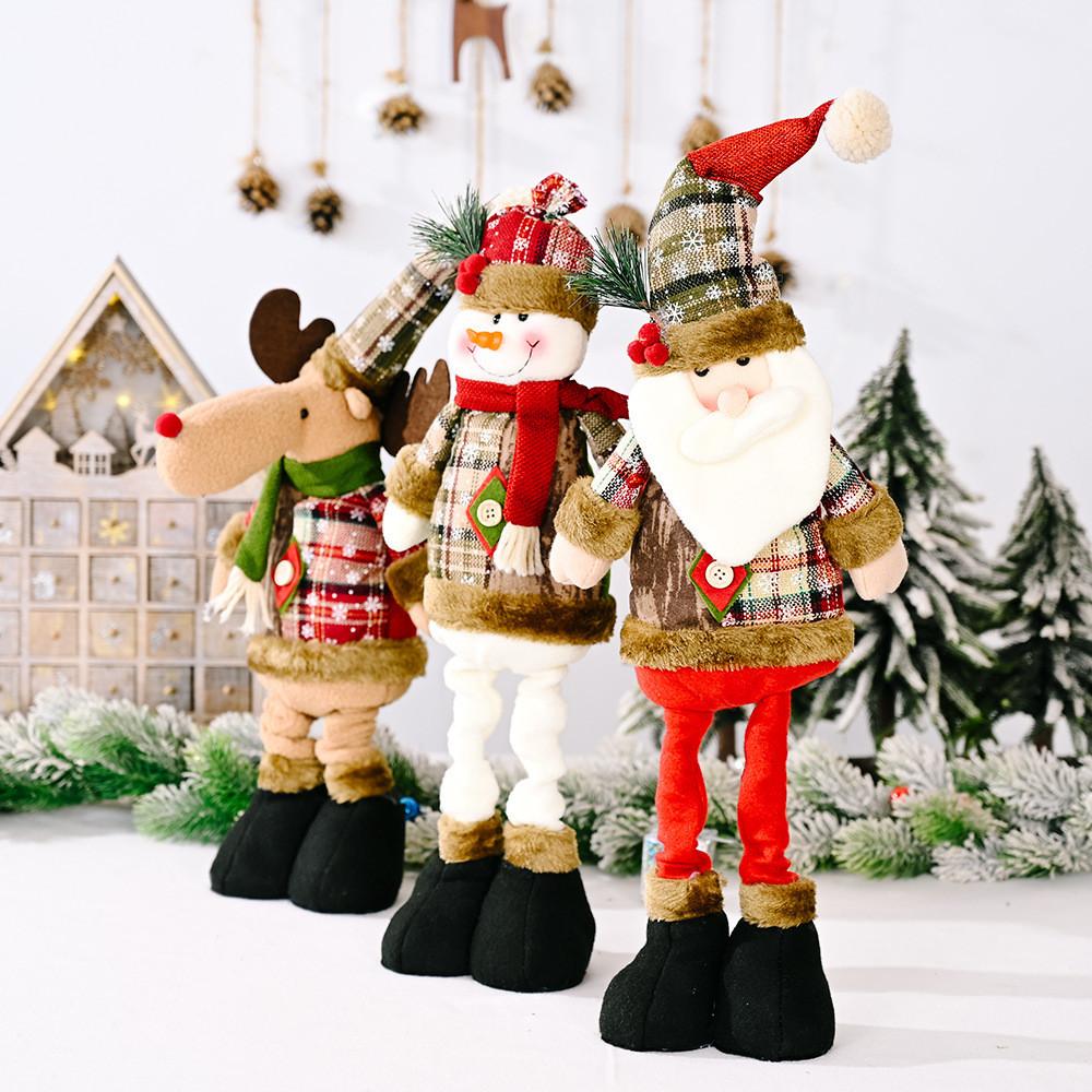 Charming Christmas Snowflake Plaid Fabric Plush Dolls Perfect For Holiday Display