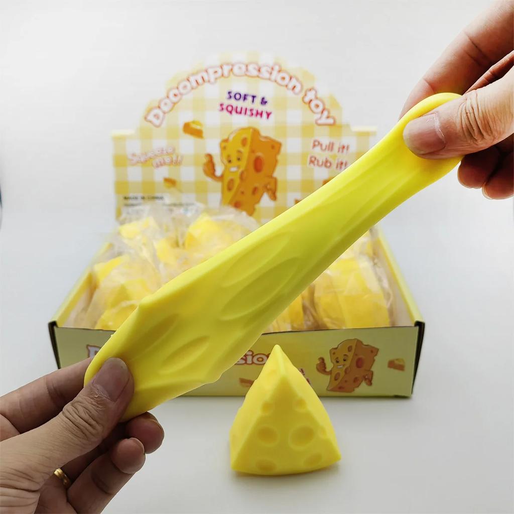 New Kids Adult Squeeze Toy Simulation Cheese Squeeze Toys Soft Cute Decompressing Pinching Cheese Sticky Slow Rebound