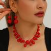 European and American Jewelry Personalized Exaggerated Round Bead Color Collar Collarbone Chain Pendant Beaded Necklace Earrings Women