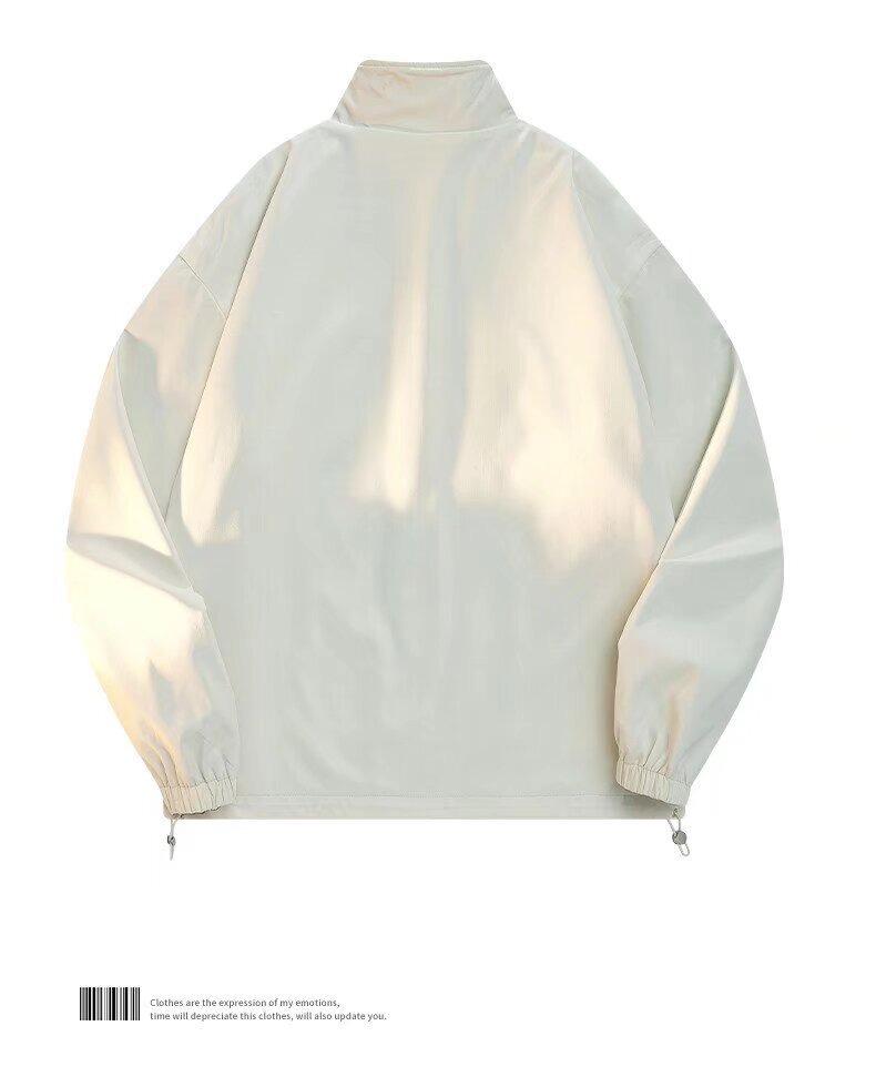 Męska gładka kurtka w kratę z zamkiem i kołnierzem stojącym na 2025 - Uniwersalna, Przystojna warstwa na wiosnę/jesień