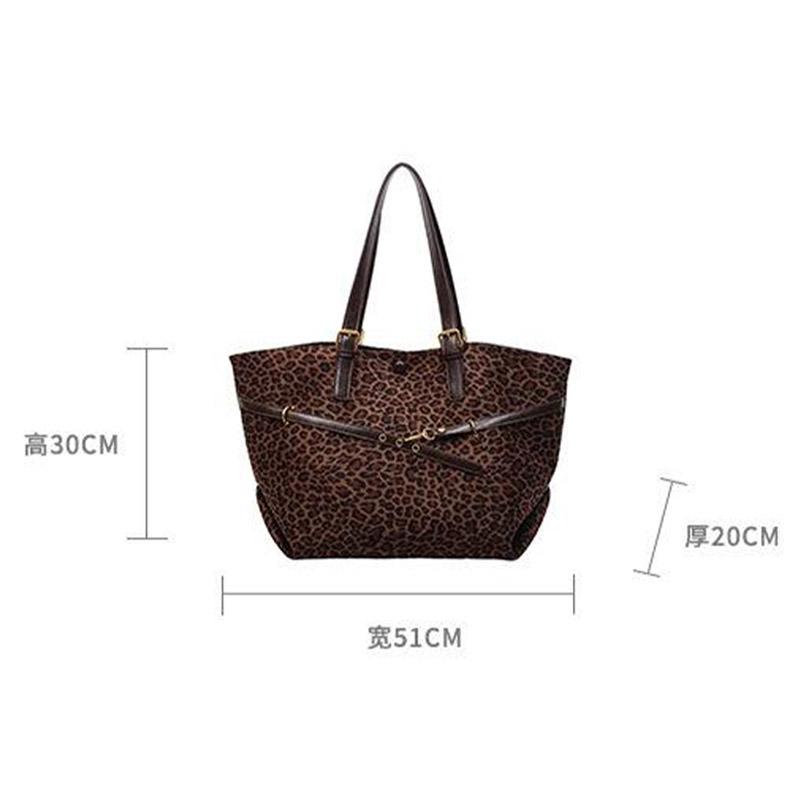 New Leopard Print Canvas Bags Popular Europe America Large Capacity Tote Bags Versatile Commuter Stylish Personal Shoulder Bags