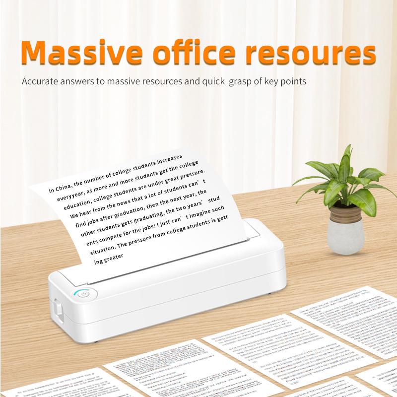 Portable A4 Bluetooth Thermal Printer for Home, Office & Study - Wireless Remote Printing