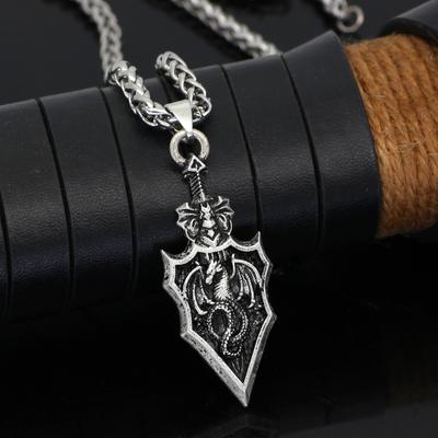 Personalized Knight Stegosaurus Pendant Mens Necklace Accessories Gift Dragon Wings