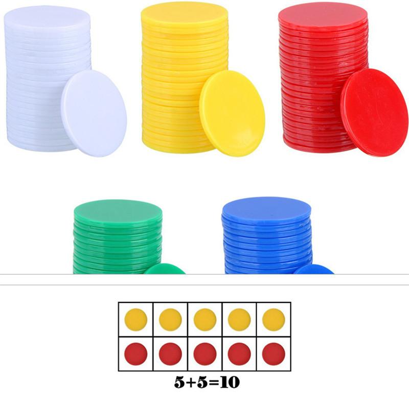 100Pcs 19Mm Transparent Chips Plastic Counting Supplies Counters For Maths Board Game Token