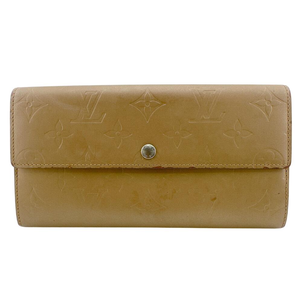 LOUIS VUITTON Monogram mat leather Portefeiulle Sarah Purse beige leather Used