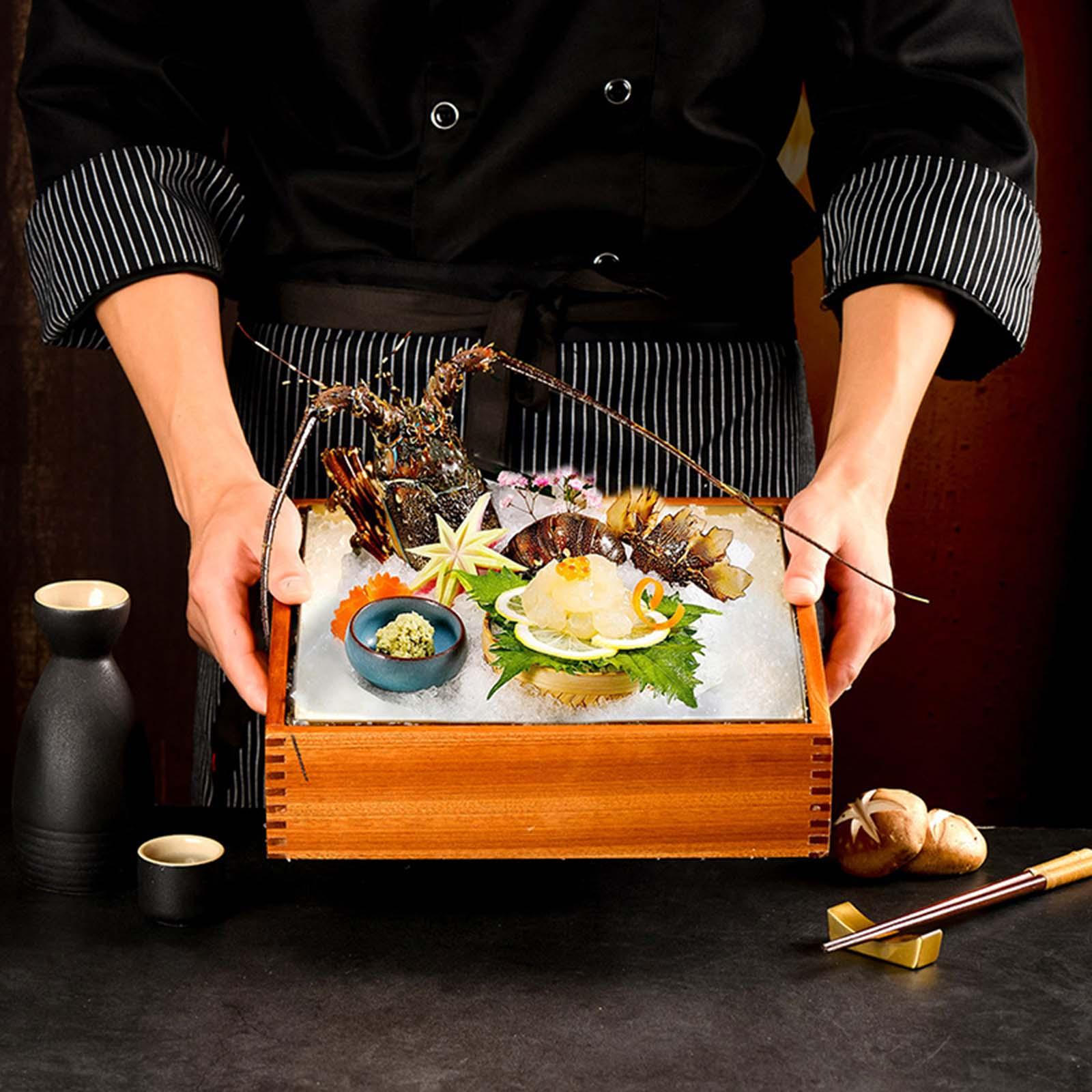 

Поднос для сухого льда, сервировочное блюдо для шведского стола, деревянная сервировочная тарелка для отелей 22x22cm