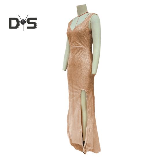 Dámské večerní šaty Hluboký lem s výstřihem do V Flitr Úzký rybí lem Zadní díl Zapínání na zip Bez rukávů Plesové Koktejlové Společenské šaty Plesové šaty v délce po zem