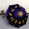Zodiac Horoscope Astrology Wheel Decor Umbrella, Portable 3-Fold Compact Umbrella for Men & Women R127