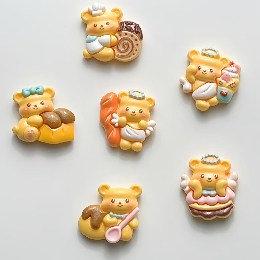 Cute Cartoon Bear Resin Ornaments: DIY Dessert, Hair Clips & Crocs Charms