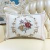 European Style Sofa Cushion Exquisite Jacquard Embroidered Pillow Detachable Washable Lace Zipper Jacket Household Waist Protection Square Backrest