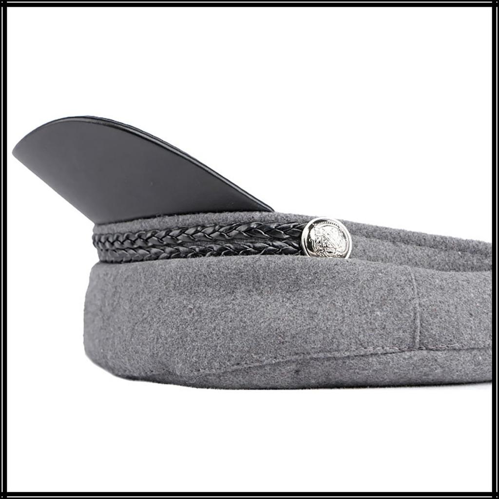 Marine Cap Wool Newsboy Hat Brim PU Leather Going Out Women Men CZ154 [White Fang] (Light Gray)
