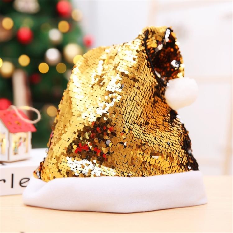 Holiday Glitter Santa Hat Color Flip Sequins Christmas Hat Santa Clauses Hat