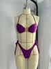 2026 European & American Sexy Lace-up Solid Color Two-Piece Bikini Swimsuit for Women