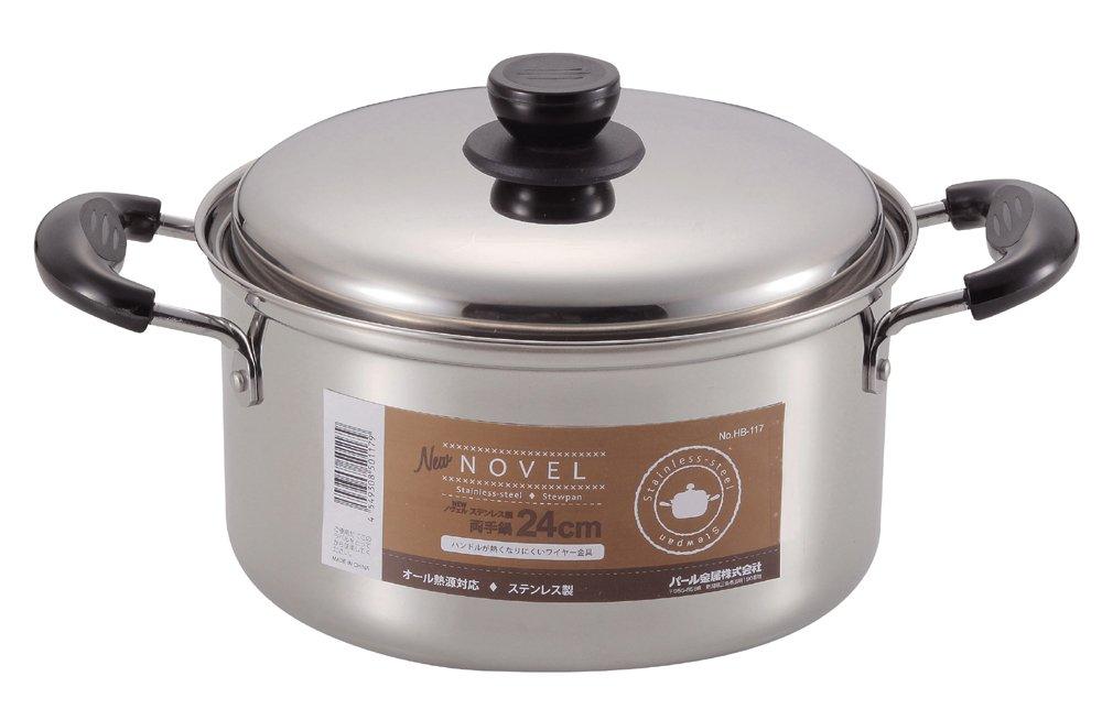 

Pearl Metal 24cm Stainless Steel Pot with New Handle, Novel, Silver, HB-3625