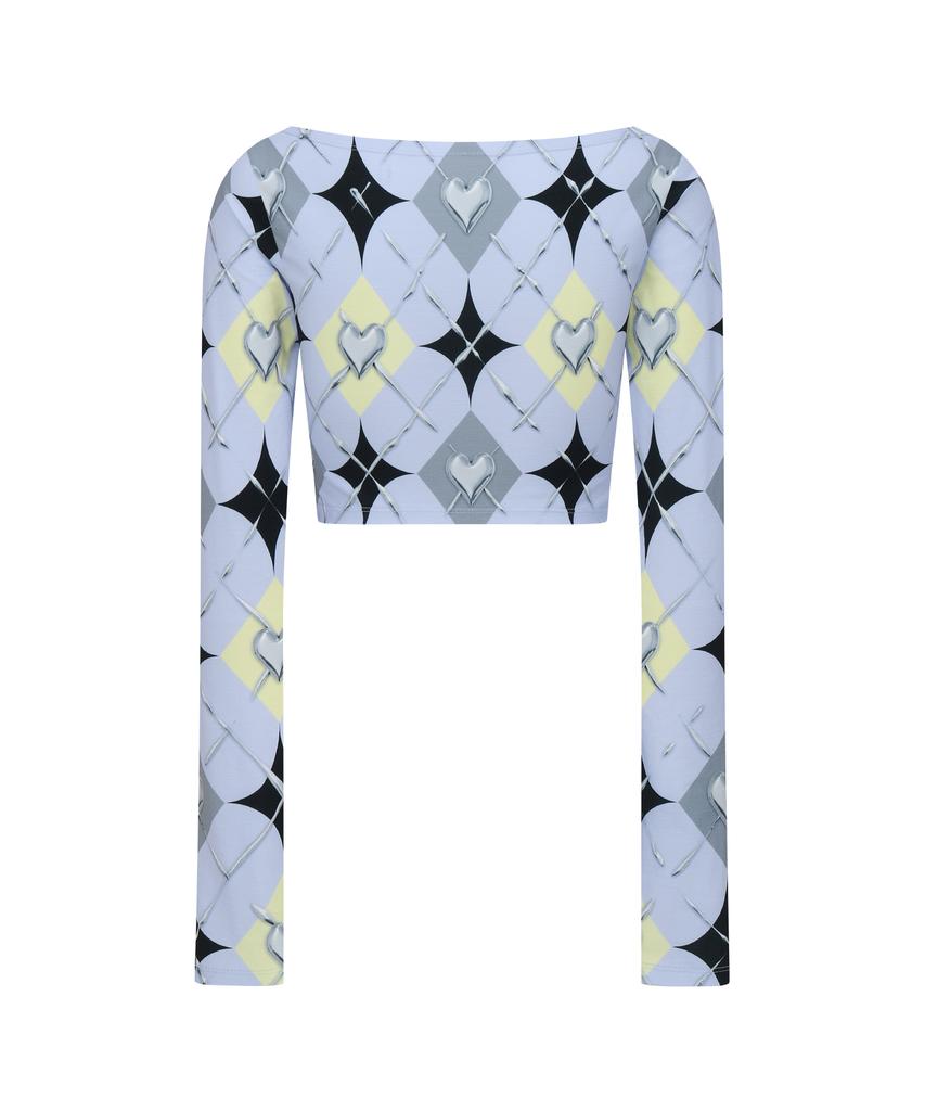 Kwajipyuliti Chrome Argyle Crop Top (Blue)